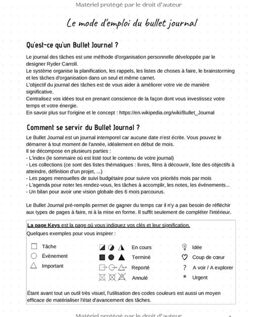 Bullet Journal : Agenda intemporel pré-rempli - format 21,59 cm x