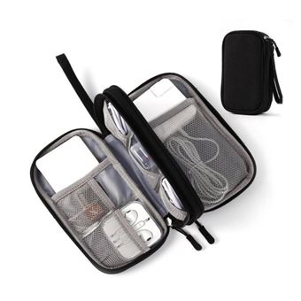 Sac Organisateur Pour Accessoires électroniques - Imperméable, Dimensions 19x11x5.5 Cm - Avec Bandes élastiques Et Filets - Pour Câbles, Chargeurs, écouteurs, Voyage - 2