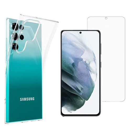Pack coque transparente en TPU et protection écran vitre en verre trempé pour Samsung Galaxy S23 Ultra 5G - XEPTIO