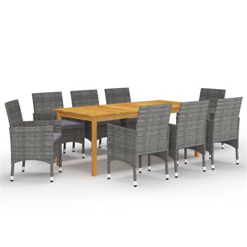 Non Communiqué Gris Ensemble À Manger De Jardin 9 Pcs