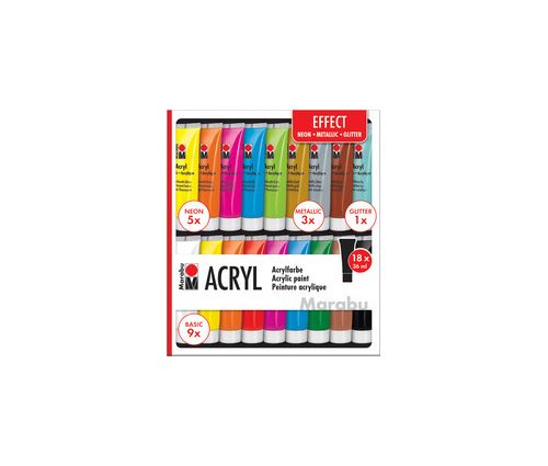 Marabu Set de peinture acrylique 'EFFECT', 18 x 36 ml