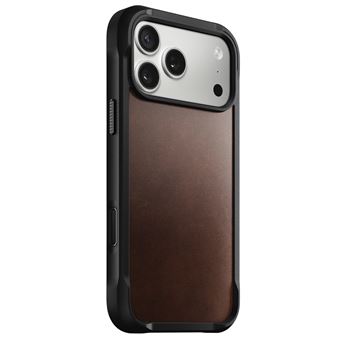 Coque pour iPhone 17 Pro Max MagSafe en Cuir Horween Rigide Antichocs Nomad Marron foncé - 1