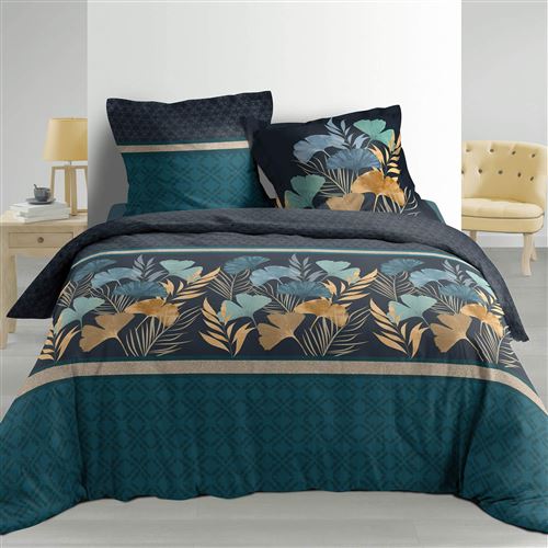 parure 3 p. 240 x 220 cm percale imp. 78 fils allover blondy Douceur d'Intérieur