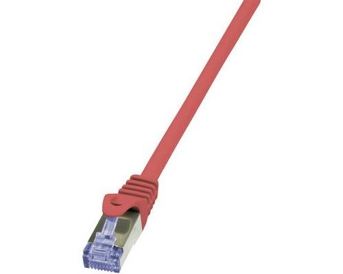LogiLink - Cordon de raccordement - RJ-45 (M) pour RJ-45 (M) - 1 m - SFTP, PiMF - CAT 6a - sans halogène, moulé, sans crochet - rouge