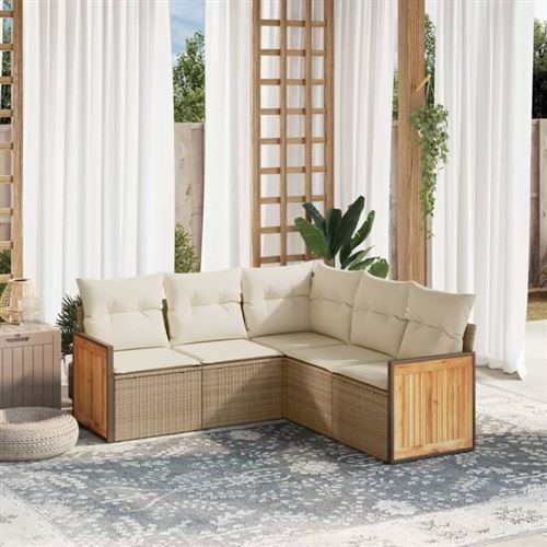 Non Communiqué Or Vidaxl Salon De Jardin Modulable - Lot De 5 Pièces - Résine Tressée Beige 5 Places