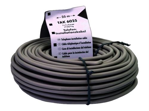 Schwaiger - Câble de téléphone en vrac - 25 m - gris