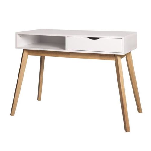 SINGLE Bureau 1 tiroir - Blanc - L 100 x P 50 x H 77 cm