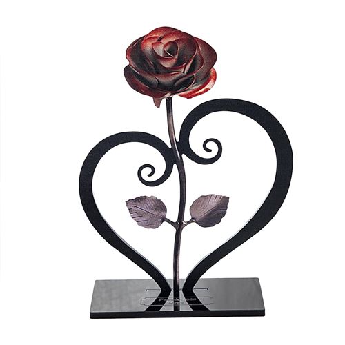 Sculpture en metal Rose en Forme de Coeur FONGWAN Saint Valentin Decorations-Rouge