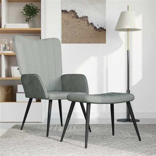 Non Communiqué Gris Vidaxl Relaxstoel Met Voetenbank Velours Clair