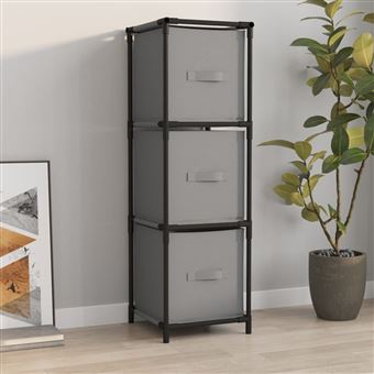 Armoire De Rangement 3 Tiroirs En Tissu Gris 34x34x101 Cm Acier Vidaxl à  Prix Carrefour