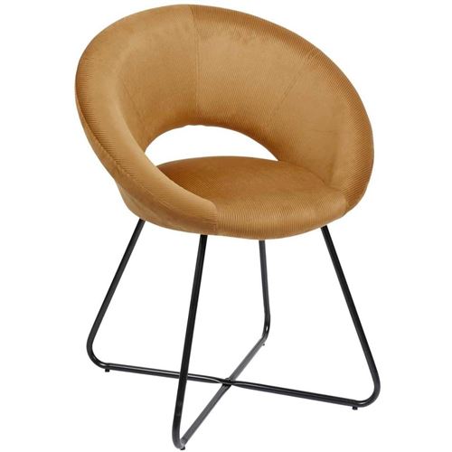 Non Communiqué Jaune Fauteuil Rond En Velours Cotelé Giulia
