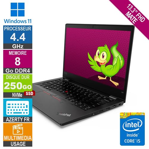 Pc Portable Lenovo Thinkpad L13 I5-10310U 13.3 - 4.4Ghz 8Go 250Go Ssd W11 Azerty Fr