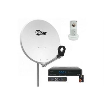 Pack Parabole Satellite 60cm Acier + LNB Single + Récepteur TNTSAT HDSAT