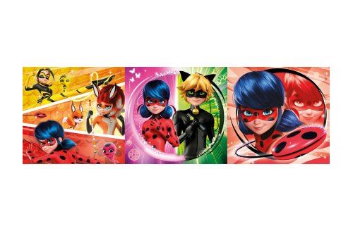 Miraculous - puzzles 3 x 48 pieces ladybug et ses amis super heros - enfant  fille 5 ans - set puzzle supercolor + carte