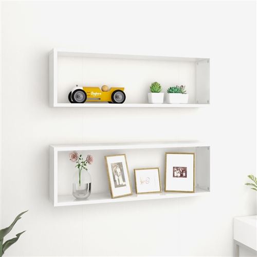 vidaXL Étagère cube murale 2 pcs Blanc brillant 80x15x26,5cm Aggloméré