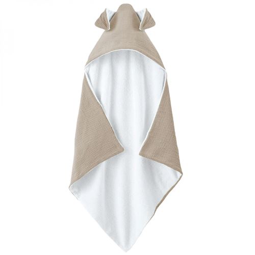 Cape, sortie de bain int&eacute;rieur 100 % coton - 75 x 75 cm - Lapin - Beige -