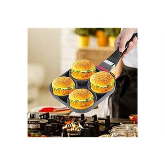 Poele / sauteuse Zerodis Poêles à crêpes,moule à omelette 4 trous à frire  cuisine petit-déjeuner crêpes poêle de cuisson en aluminium poêle à frire  moule hamburger aux œufs
