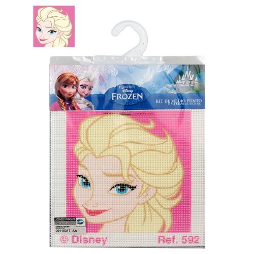 Kit Canevas 12X12Cm Disney - Elsa La Reine Des Neiges - Gros Trous Enfants