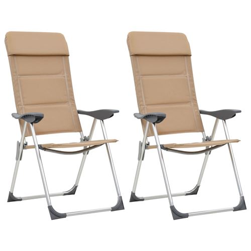 vidaXL Campingstoelen 2 st 58x69x111 cm aluminium crème