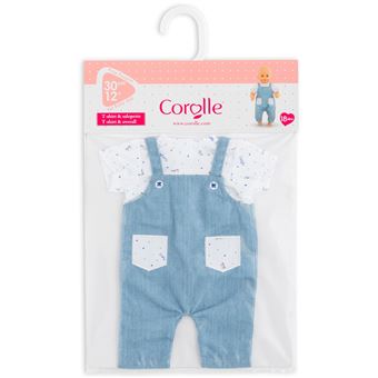Corolle T-Shirt Et Salopette Marine – Vêtement Poupon 30 Cm – Velours Côtelé – Auto-Aggrippant – Dès 18 Mois