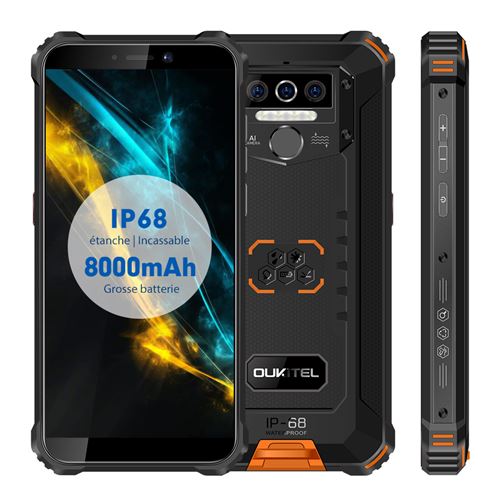 OUKITEL WP5 Smartphone 4G IP68 Etanche - 5.5 Android 9.0 - Batterie 8000mAh - 32 Go - Orange