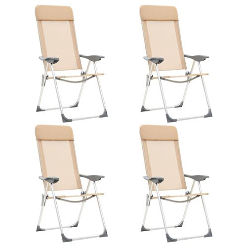 vidaXL Campingstoelen 4 st inklapbaar aluminium crèmewit