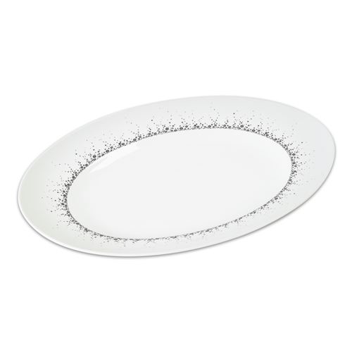 Plat ovale boréalis gris 35 cm - Table Passion - Blanc - Porcelaine