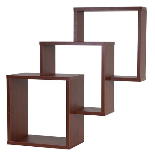 Étagère murale Nyon T524 bibliothèque 66x64x19 cm noix