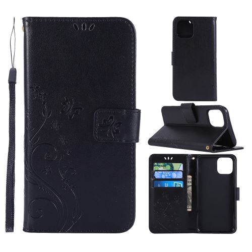 Etui en PU papillon noir pour votre Apple iPhone XR 6.1 pouces (2019)