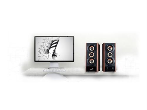 Genius SP-HF800A II - Luidsprekers - voor PC - 20 Watt (Totaal) - 2-weg - zwart, hout