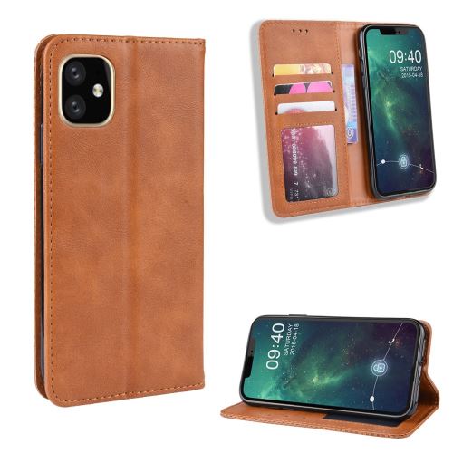 Etui en PU style vintage avec fente marron pour votre Apple iPhone 6.1 pouces (2019)