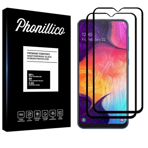 Verre Trempe pour Samsung Galaxy A50 [Pack 2] Film Transparent Bord Noir Vitre Protection Ecran Phonillico®