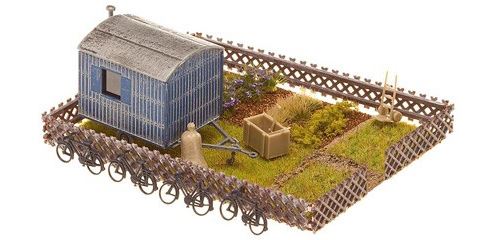 Jardin ouvrier + mobile home Faller HO