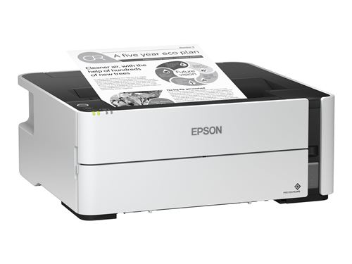 Epson Ecotank et-M1180 - Imprimante - Noir et Blanc - Recto-Verso - Jet D'Encre - Rechargeable - A4/Legal - 1 200 X 2 400 Ppp - Jusqu'à 20 Ppm - Capacité : 250 Feuilles - Usb 2.0, Lan, Wi-Fi