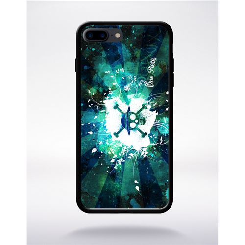 Coque manga one piece tete de mort compatible apple iphone 7 plus bord noir silicone