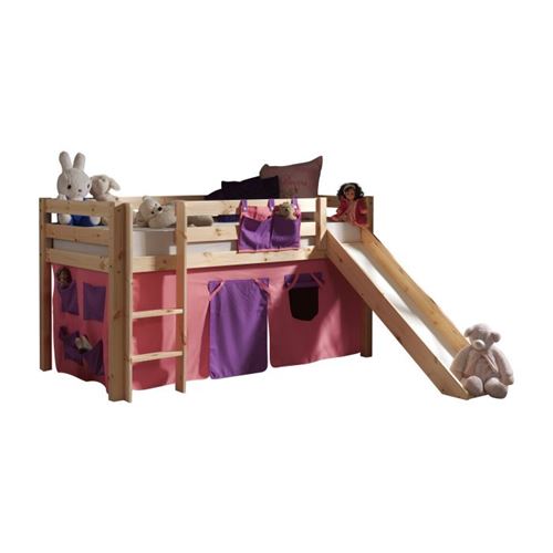 Lit enfant mezzanine toboggan nature Bella - PINO