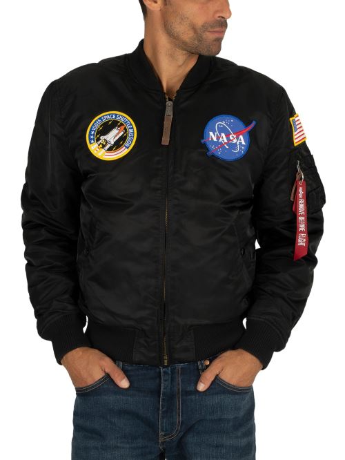 Alpha Industries Pour des hommes Veste de bombardier de la NASA, NoirM