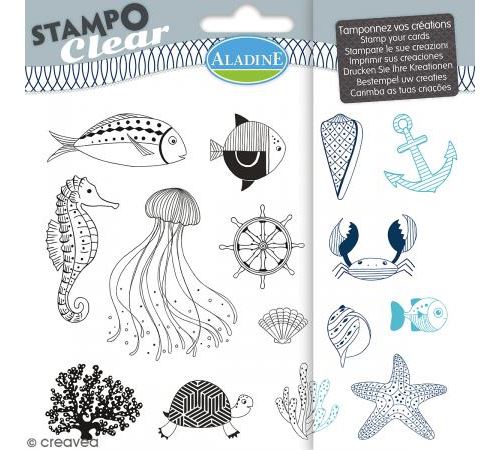 Tampon clear Aladine - Poisson - Planche 15 x 12,5 cm - 15 Stampo'clear