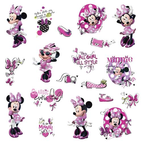 Thedecofactory RMK2554SCS Stickers Disney Minnie Fashionista Roommates Repositionnables (19 Stickers), Vinyle, Multicolore, 104 x 26 x 2.5 cm