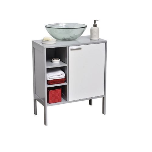 Meuble sous lavabo blanc gris Baltic