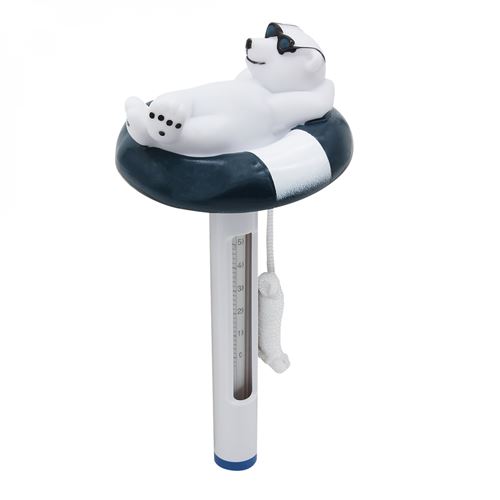 Thermomètre flottant ours pour piscine avec cordon