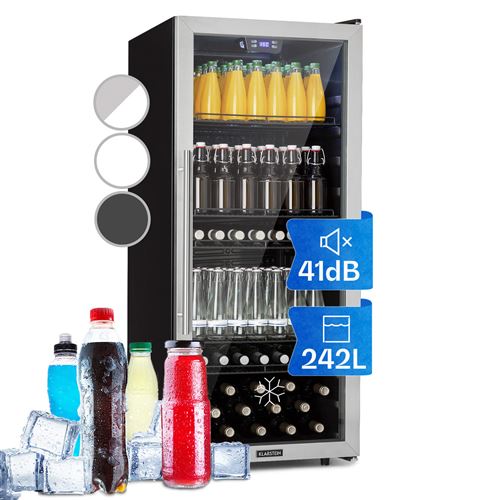 Réfrigérateur à boissons - Klarstein Beersafe 7XL - 242L - température 1 à 20 °C - 43 dB - inox & verre