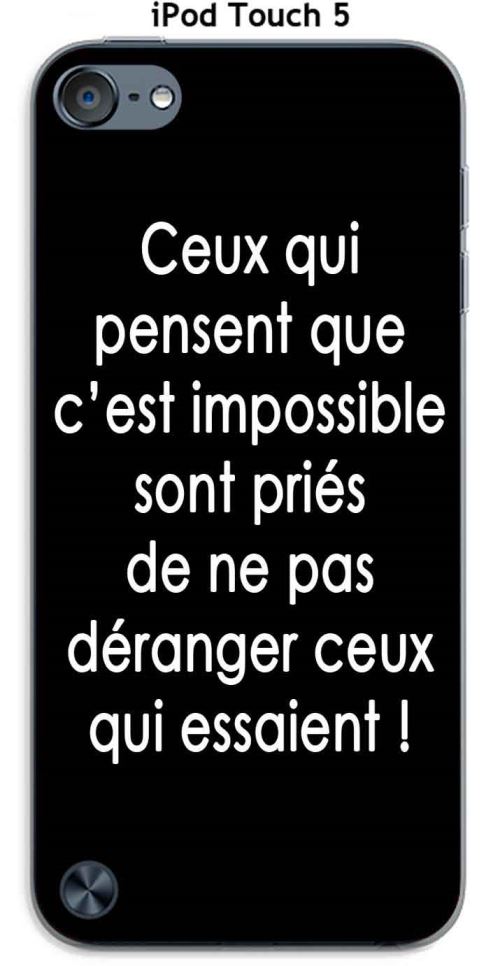 Coque Apple iPod Touch 5 design Citation Ceux qui pensent Texte blanc fond noir