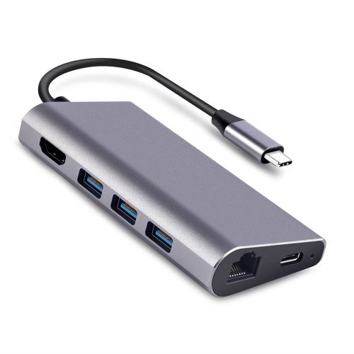 USB Hub C 8 en 1 aluminium multi type de port Adaptateur C Hub Combo pour MacBook Pro