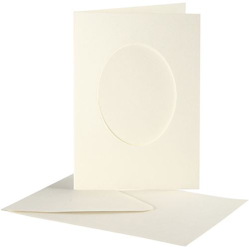 Creotime Cartes Passepartout ovales avec enveloppe 15 cm blanche