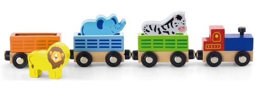Viga Toys train de marchandises avec animaux sauvages 31 cm 7 parties