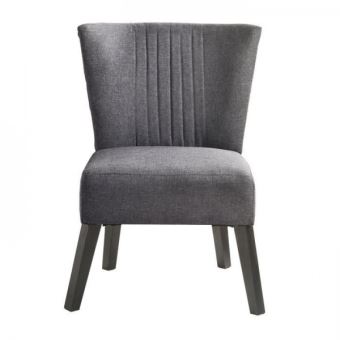 Noa Fauteuil Crapaud Tissu Gris Anthracite Bois Massif