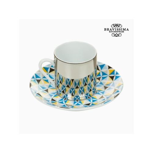 Tasse avec sous-tasse magic porcelaine bleu gris - collection kitchen's deco by bravissima kitchen