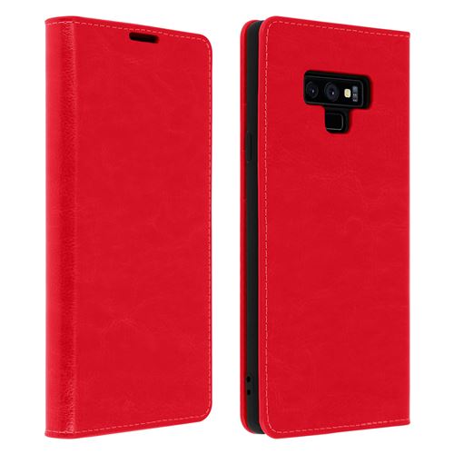 Avizar Étui Samsung Galaxy Note 9 Housse Cuir Portefeuille Fonction Support - rouge