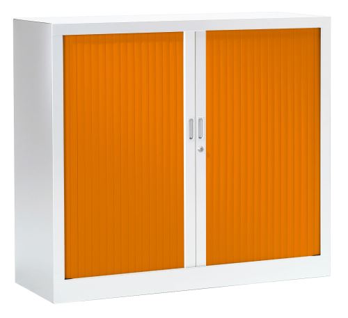 Armoire Monobloc FUN H100xL120xP43 cm 2 Tablettes Blanc Rideaux Orange